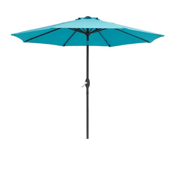 Inner Decor Seymo 9 ft. Steel Market Tilt Patio Umbrella in Light Blue Without Base