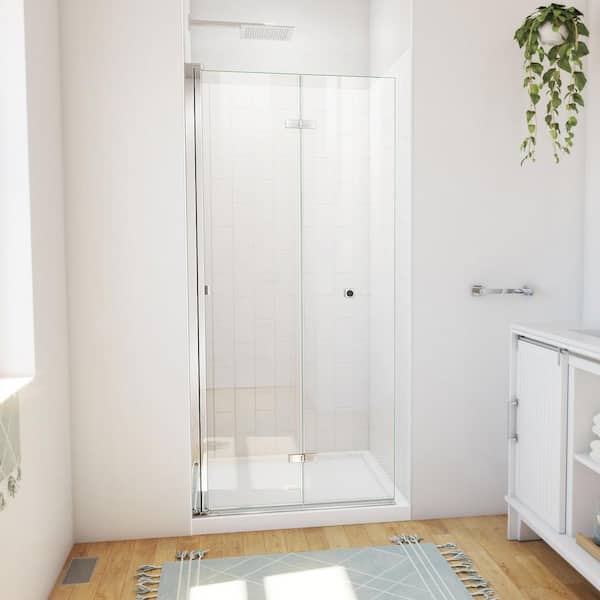 DreamLine 36 in. L x 36 in. W x 76-3/4 in. H Center Drain Alcove Shower Stall Kit in Chrome