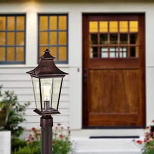 1-Light Tannery Bronze Finish Die-Cast Aluminium Outdoor Post Lantern with Clear Glass