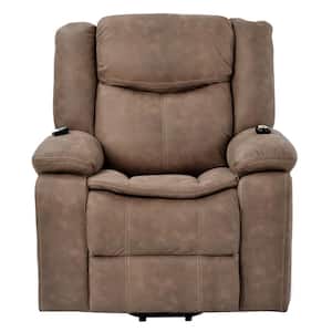 Brown Polyester Power Lift Chair Recliner Chair with Heating System and Adjustable Massage Function
