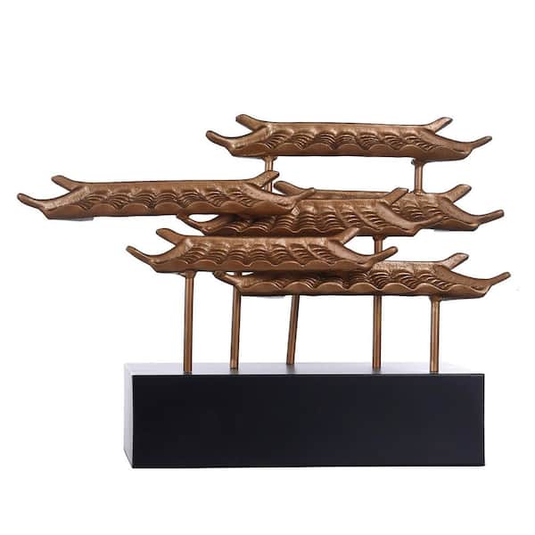 StyleCraft Dann Foley - Tiered Asian Pagoda - Brass and Black Iron - 16"H