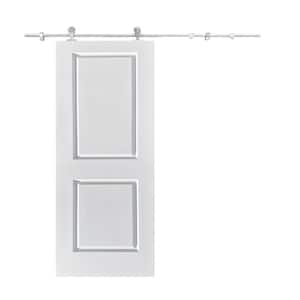 36 in. x 80 in. White Painted Composite MDF 2 Panel Interior Sliding Barn Door with Hardware Kit