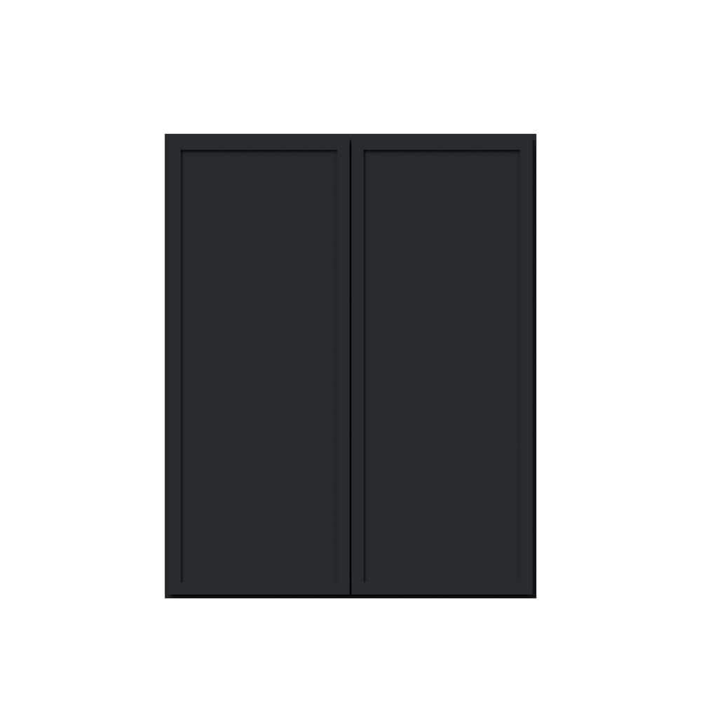 24 in. W x 12 in. D x 30 in. H RTA Solid Wood Frame Shaker Wall Kitchen Cabinet in Ebony Black price history on PriceWatchPro