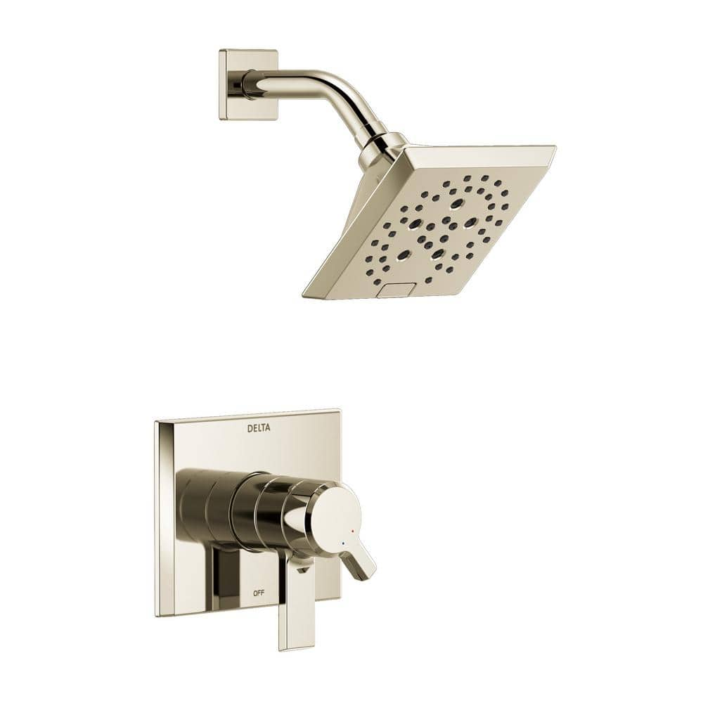 Delta Pivotal 1-Handle Wall-Mount Shower Trim Kit in Lumicoat Polished Nickel with H2Okinetic (Valve Not Included)