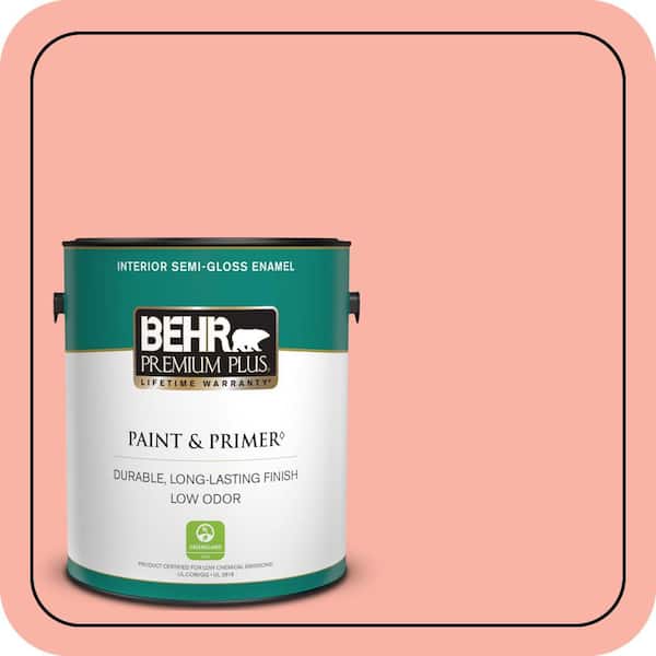 BEHR PREMIUM PLUS 1 gal. #180A-3 Just Blush Semi-Gloss Enamel Low Odor Interior Paint & Primer