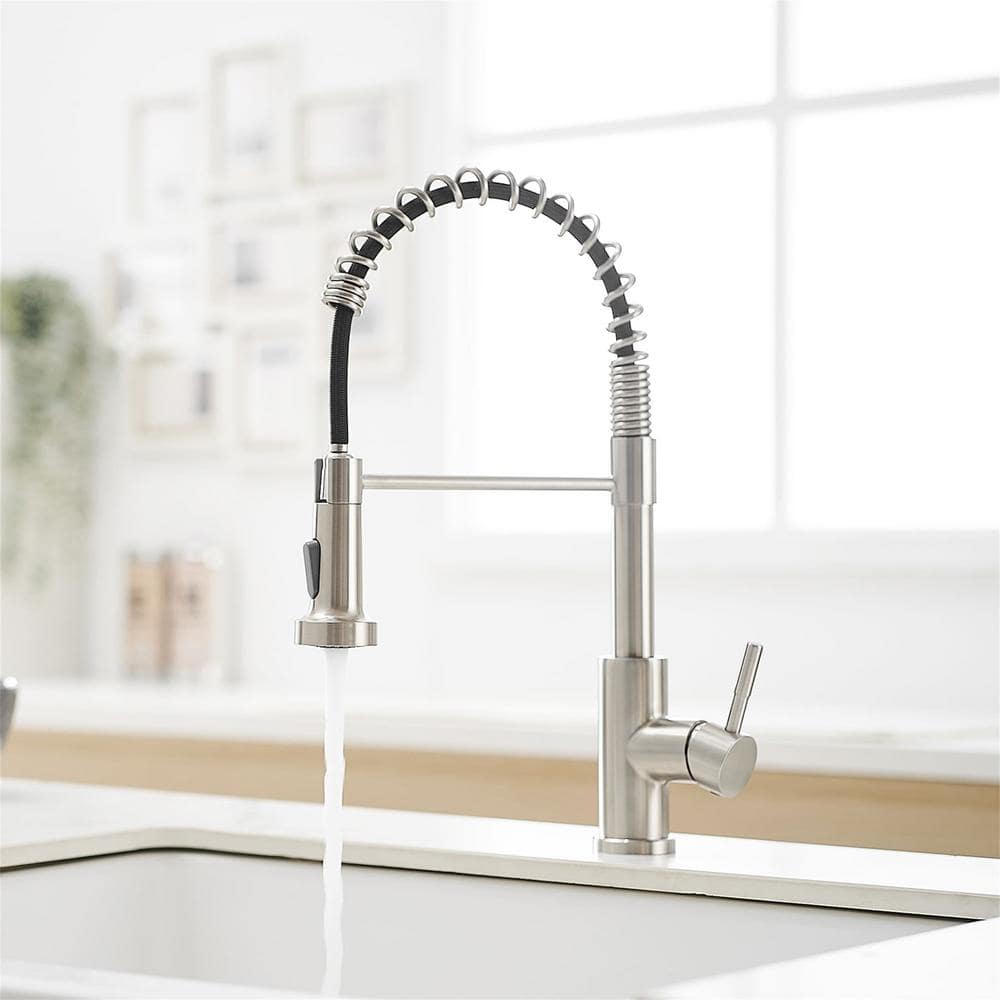 Brushed Nickel Single Handle Pull Down Kitchen Faucet