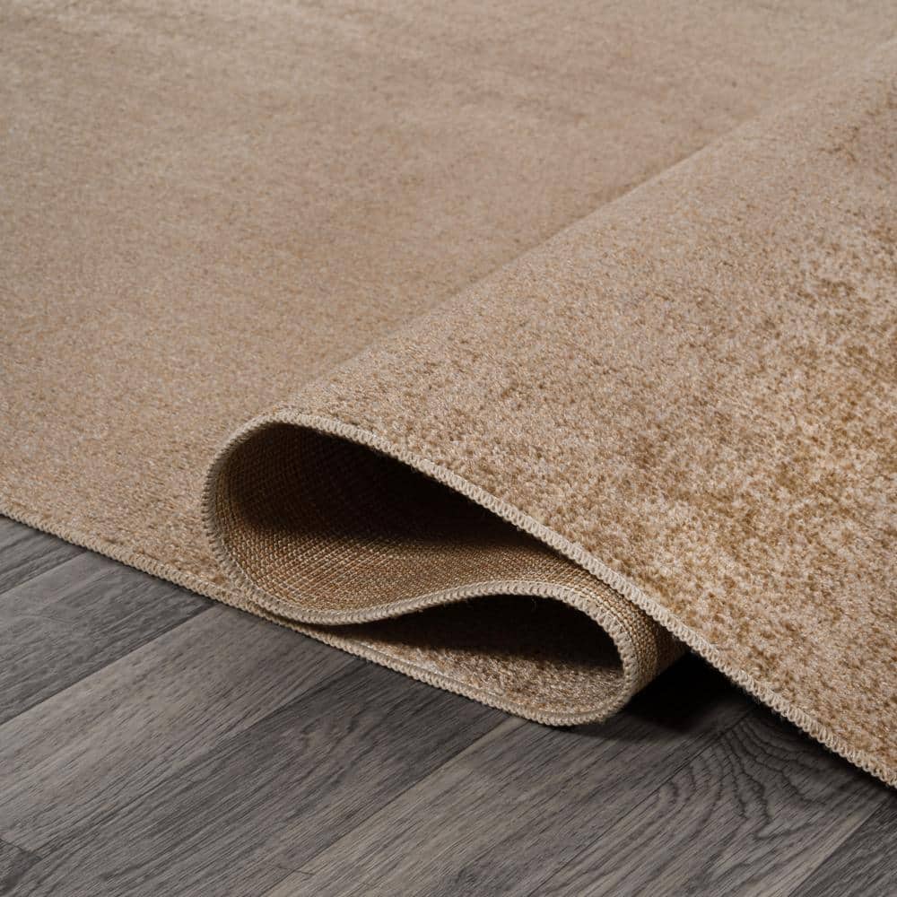 Brown Synthetic 4' x 6' Washable Reversible Area Rug