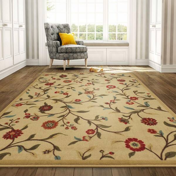 Ottomanson Living Non-Slip Rubberback Butterfly 5x7 Indoor Area