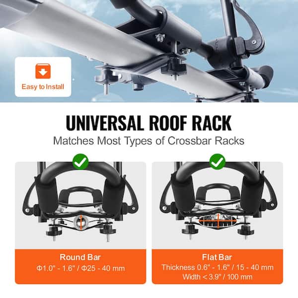 VEVOR Kayak Roof Rack Pair J-Bar Soft Roof Rack Top Mount Tie