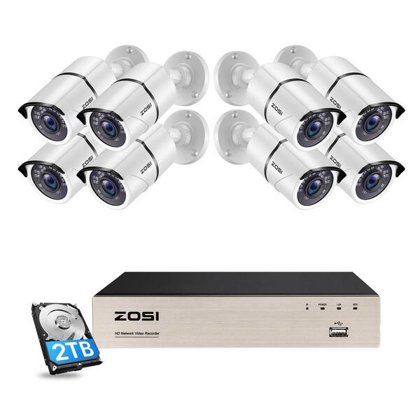 ZOSI 8-Channel 5 MP 2TB POE NVR Security Camera System with 8 Wired Bullet Outdoor Camera 120 ft. Night Vision
