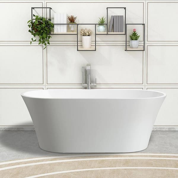 Antony 63 in. Acrylic Flatbottom Freestanding Bathtub in White