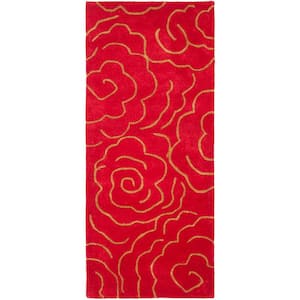 Soho Red 3 ft. x 6 ft. Floral Runner Rug
