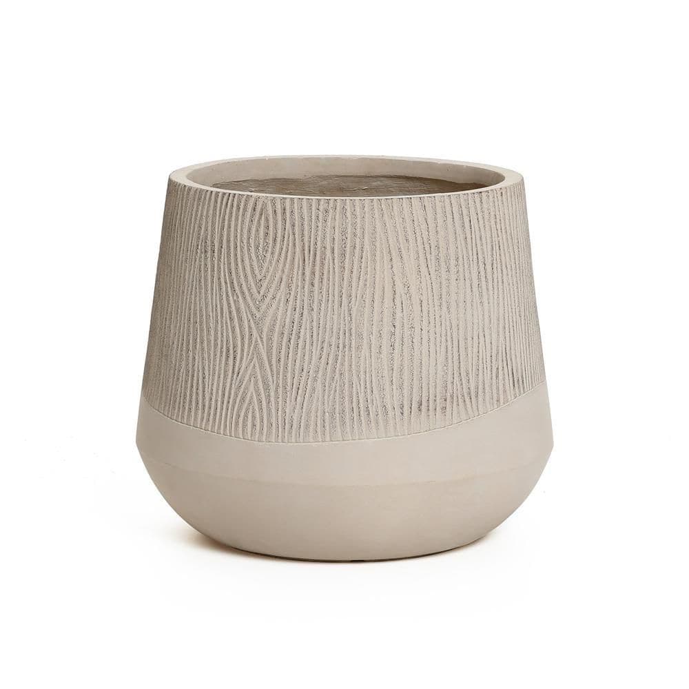 11 in. Blended Tan with Wood Pattern Round Ceramic Tapered Floor Planter price history on PriceWatchPro