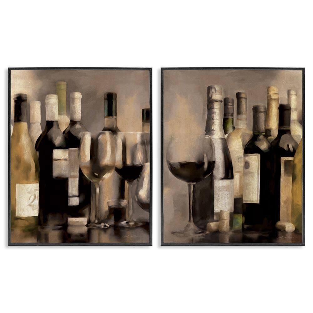 Kitchen Wine Bottles Setup by Carol Robinson 2 Pieces Black Framed Food Giclee Art Print 30 in. x 24 in.