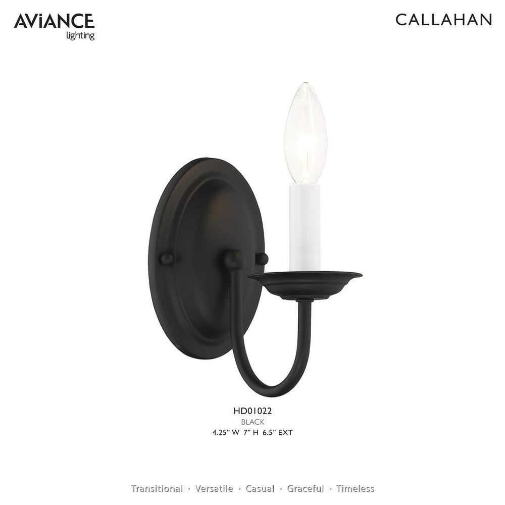 Sleek Black Dimmable Vanity Wall Sconce, Direct Wired, 7" Height