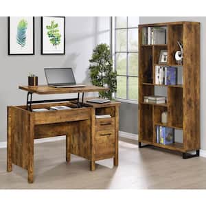 Delwin 47.25 in. W Antique Nutmeg Lift Top Office Desk with File Cabinet