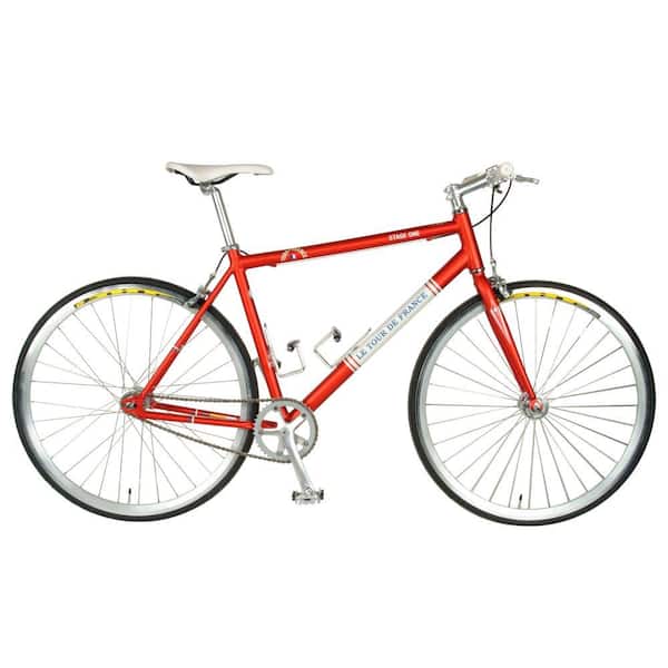 Tour de France Stage One Vintage Fixie Bicycle, 700c Wheels, Men's Bike, 45 cm Frame in Red
