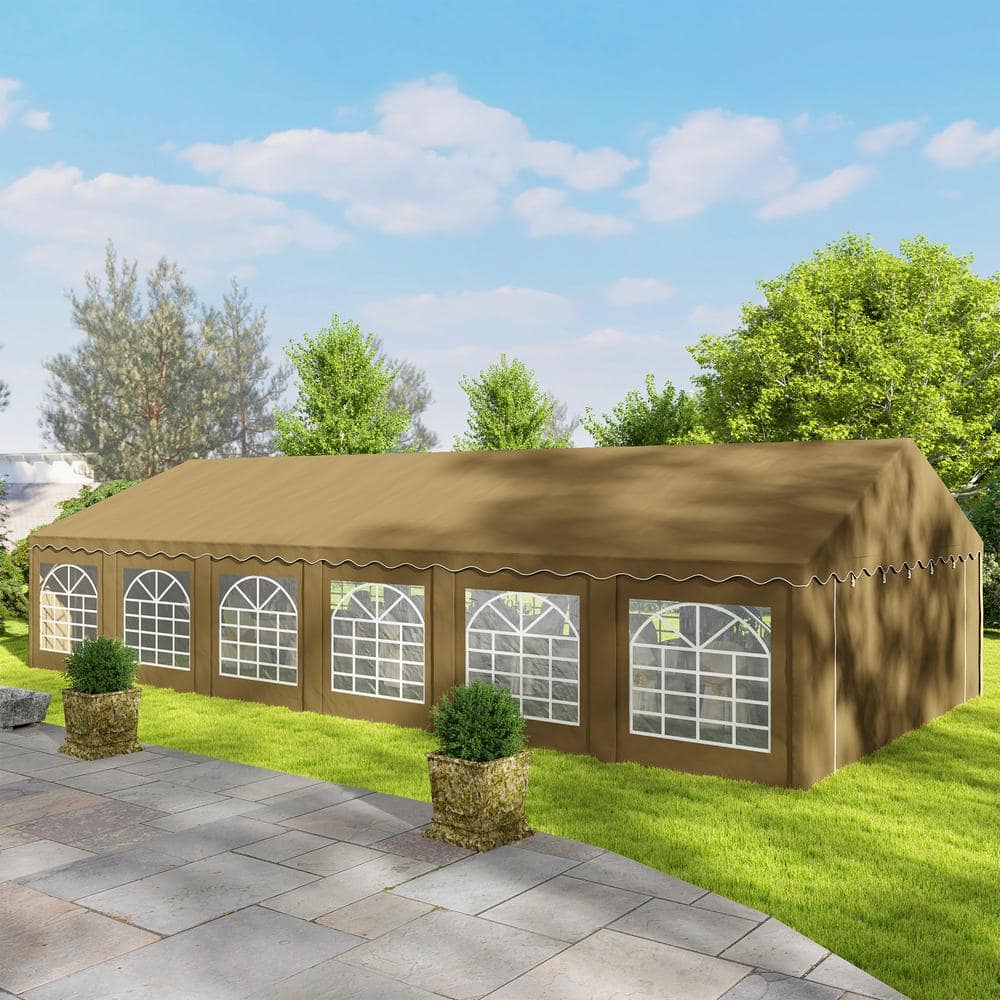 Brown Galvanized Steel 20' x 40' Heavy Duty Party Tent with Removable Sidewalls