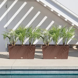 Midori 39 in. Espresso Plastic Long Trough Planter (2-Pack)