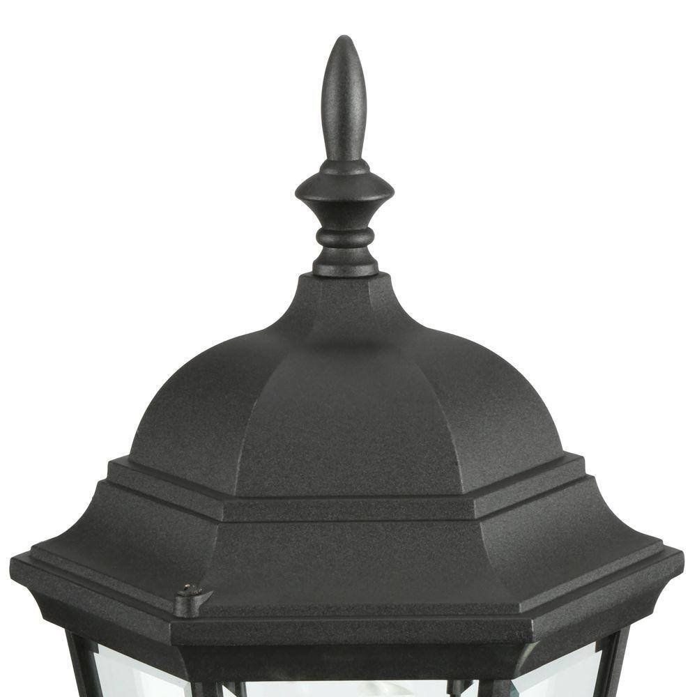 Welbourne Textured Black Outdoor Post Lantern with Clear Beveled Glass