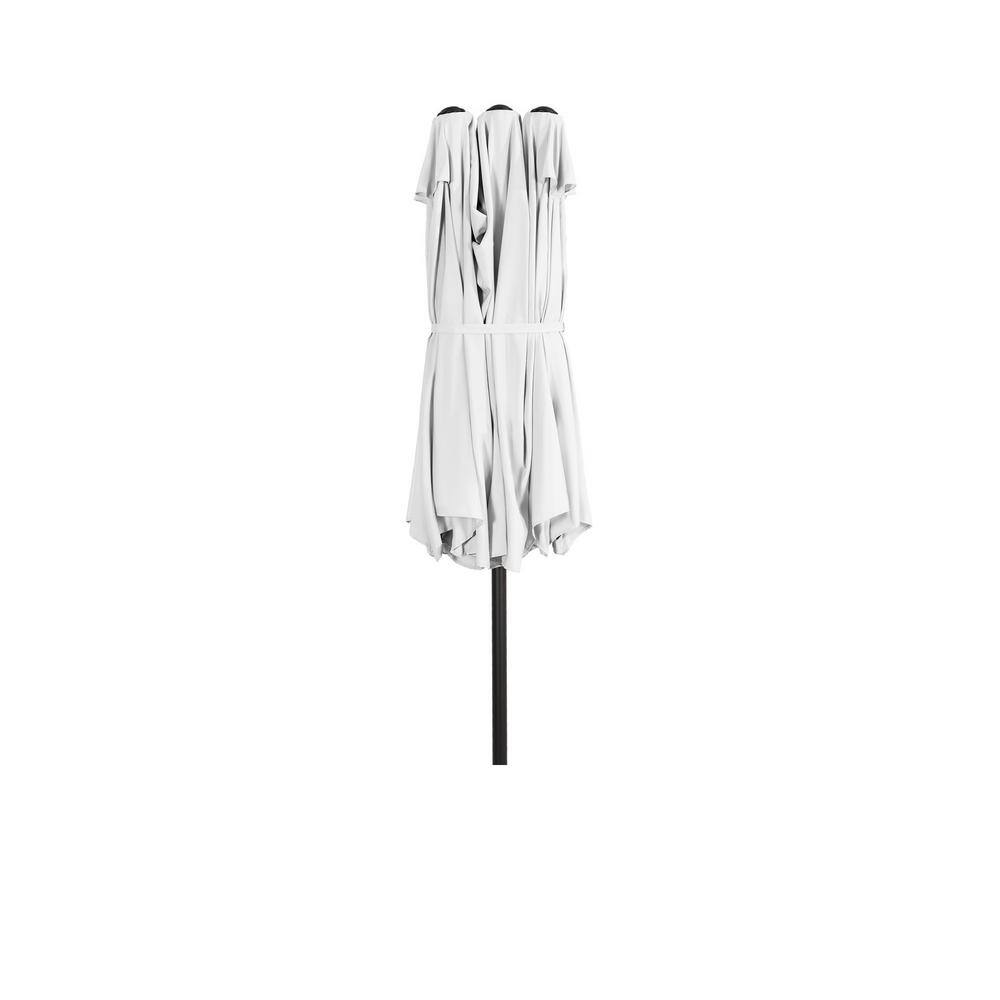 White 15 x 9 Ft Double Sided Steel Outdoor Patio Umbrella