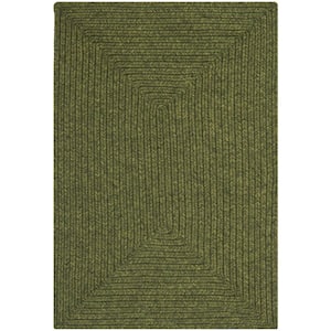 Braided Green Doormat 3 ft. x 5 ft. Solid Area Rug