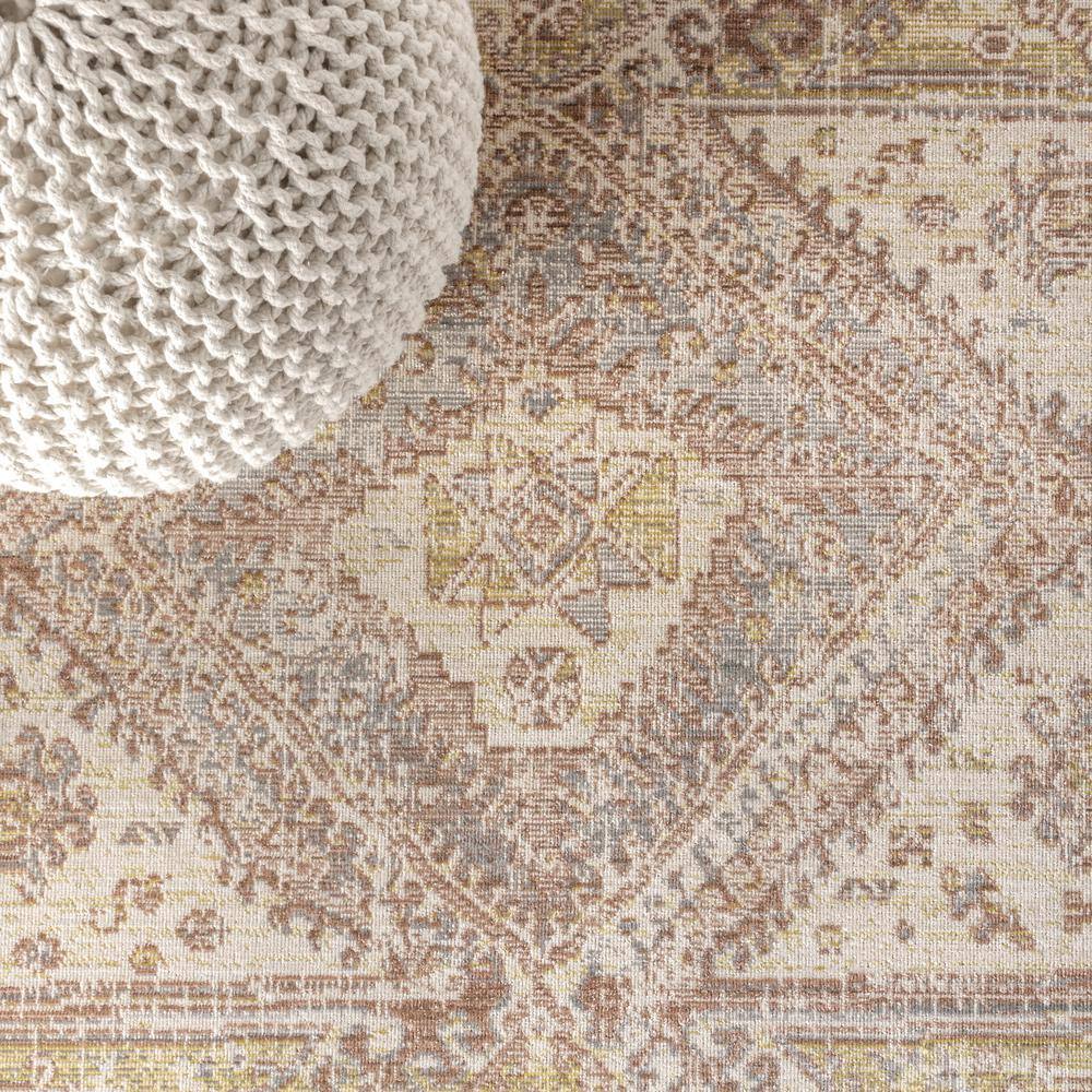 3'x5' Darija Medallion Synthetic Area Rug, Stain-Resistant Gray