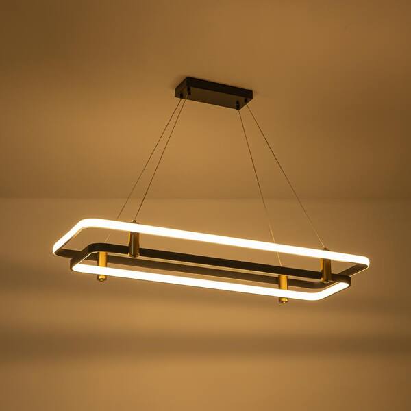 LLHZSY 47.6 in. Black and Brass Rectangle 2-Tier Integrated