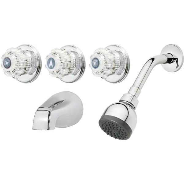 HOMEWERKS 3-Handle 1-Spray Tub and Shower Faucet in Chrome (Valve Included)
