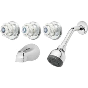 3-Handle 1-Spray Tub and Shower Faucet in Chrome (Valve Included)
