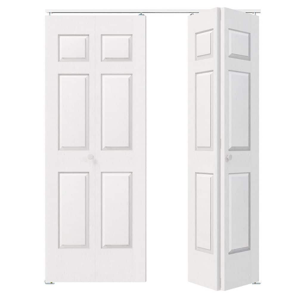 64 in. x 80 in. 6-Panel Textured MDF White Hollow Core Composite DIY Painted Bi-fold Door with Hardware Kits price history on PriceWatchPro