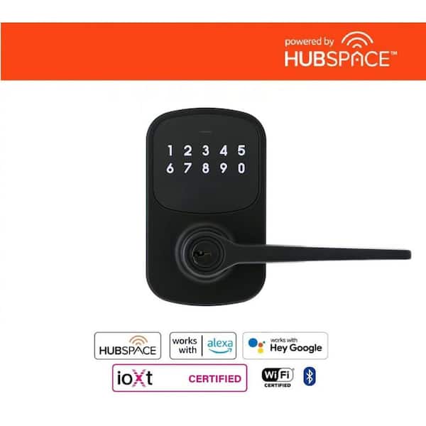 Compact Matte Black Hubspace Electronic Door Lever