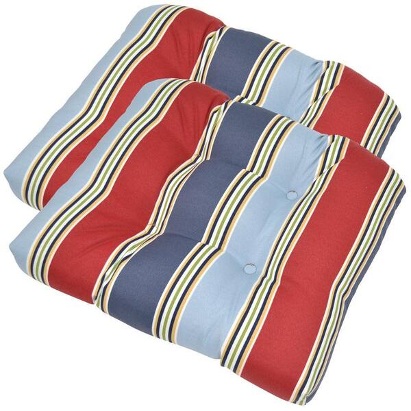 Plantation Patterns Jordan Stripe Tufted Outdoor Seat Pad (2-Pack)-DISCONTINUED