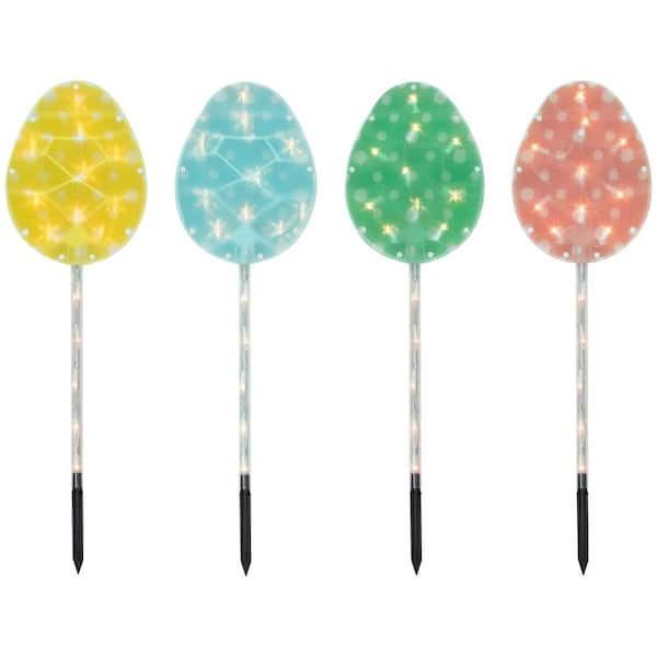 Northlight Pastel Easter Egg Pathway Marker Lawn Stakes Clear Lights (4 ...