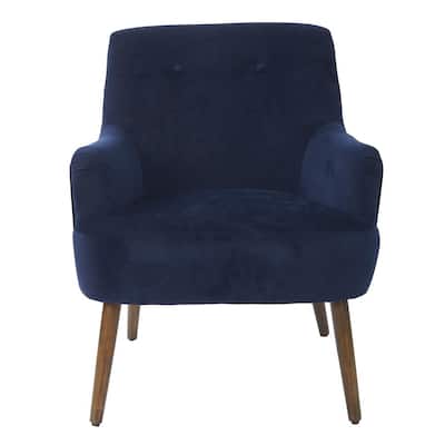 Chatou Blue Chair in Midnight Fabric with Cordovan Legs