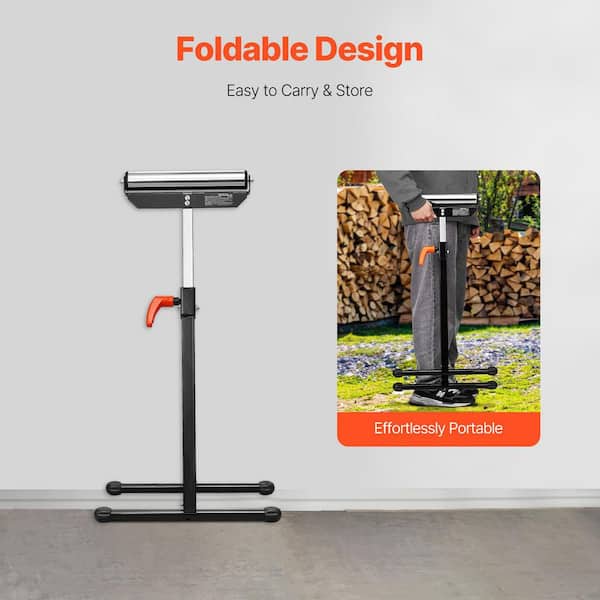 2-Pack Folding Roller Stands, Adjustable 26.8 42.5 in. Height, Heavy-Duty with 11.5 in. Polished Steel Roller Head