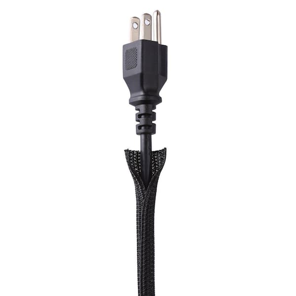 1/4 in.-25 ft. Cable Management Sleeve Cord Organizer Cable Protector Split Sleeving for Home Office Automotive-Black