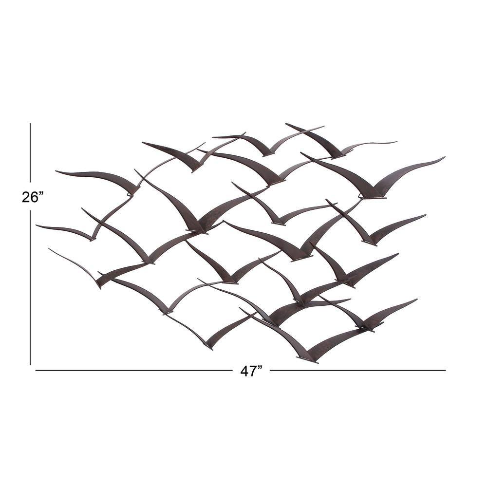 Black Metal Flying Flock of Birds Wall Sculpture