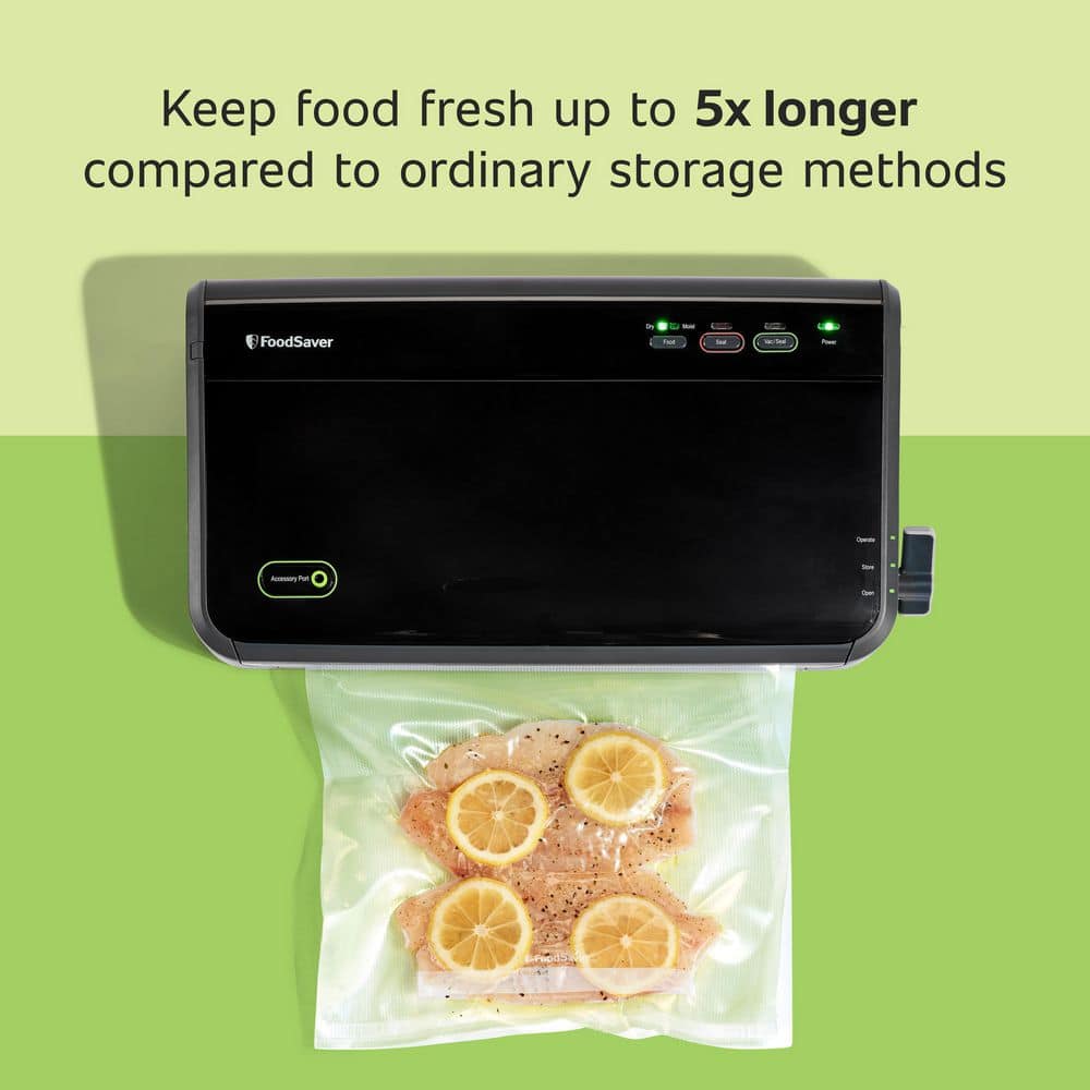 Black Stainless Steel 2-in-1 Food Vacuum Sealer with Bag Cutter