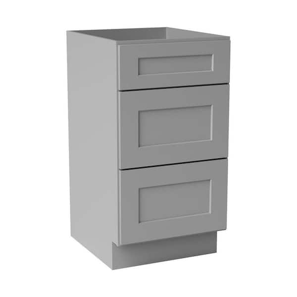 18 in. W x 21 in. D x 34.5 in. H Ready to Assemble Solid Wood Shaker Drawer Base Bath Cabinet in Light Grey