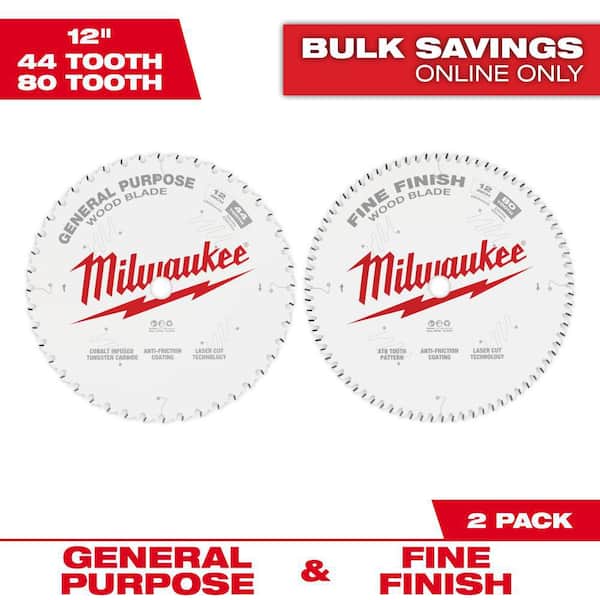 12 in. x 44-Tooth and 80-Tooth Circular Saw Blade (2-Pack)