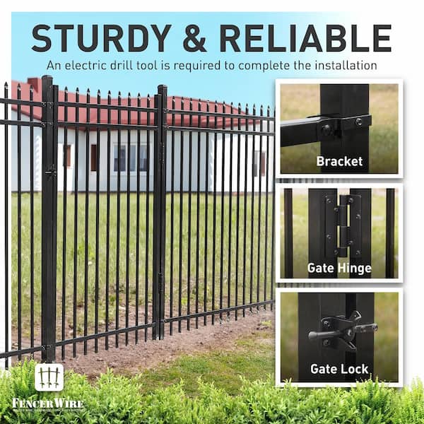 Black Metal Fence Mounting Bracket For Decorative Metal Fence 4-Pack