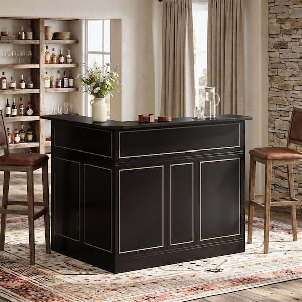 keltケルト バーカウンター BYBLIGHT Kearsten 44.09 in. H Black 4-Tier L-Shaped Home Bar Table