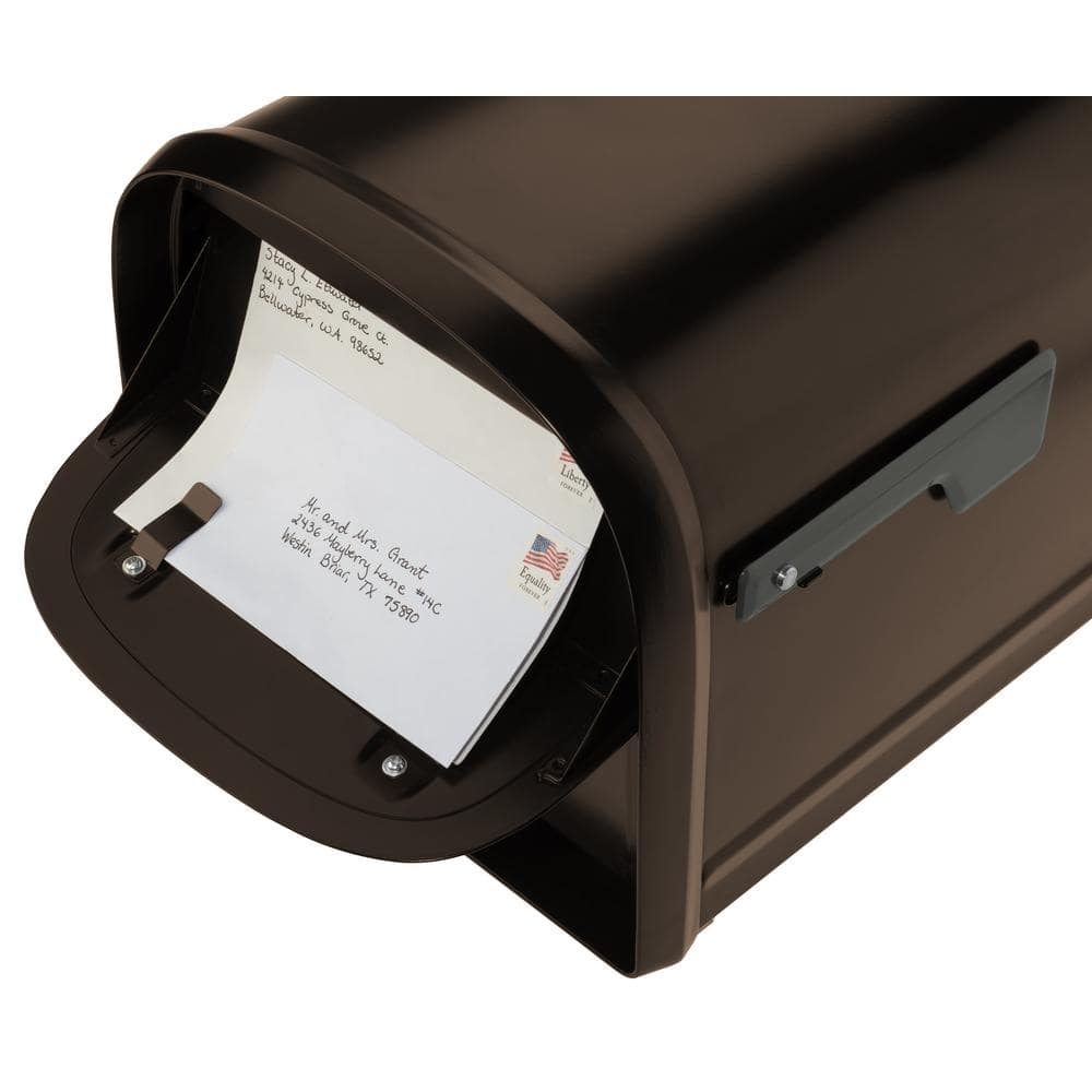 Large Rubbed Bronze Steel Locking Post Mount Mailbox