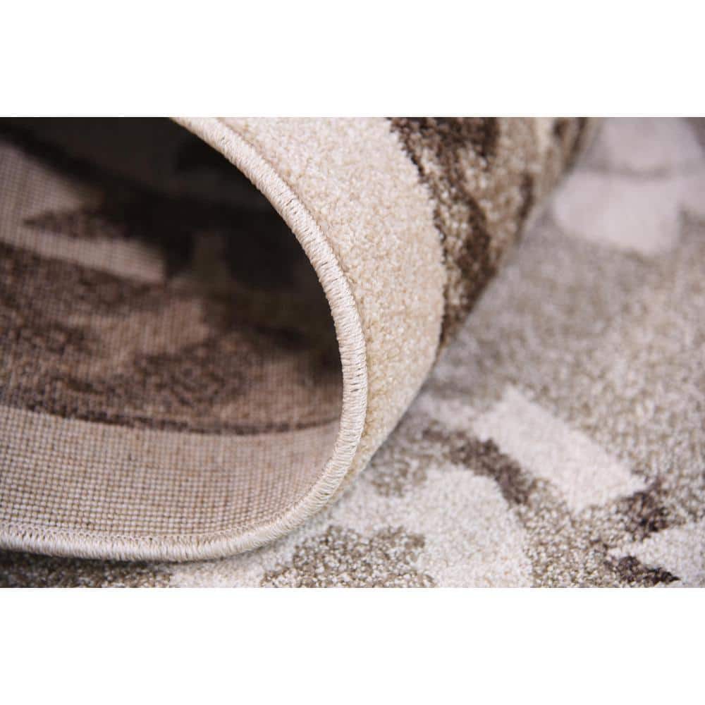 Beige and Brown Synthetic Stain-Resistant 10' x 13' Area Rug