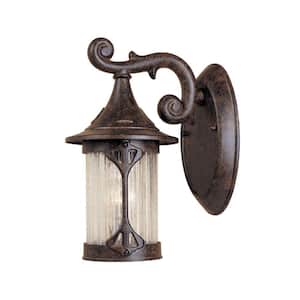 Canyon Lake 10.5 in. Chestnut 1-Light Outdoor Line Voltage Wall Sconce with No Bulb Included