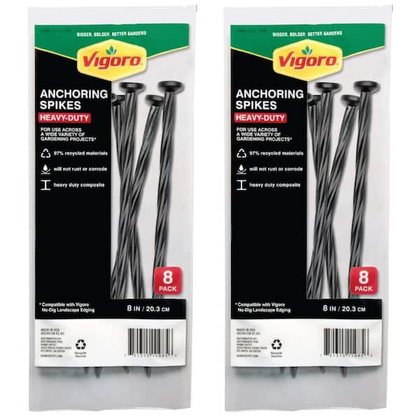 8 in. Black Plastic-Nylon Spiral Landscape Anchoring Stake-16 Pack