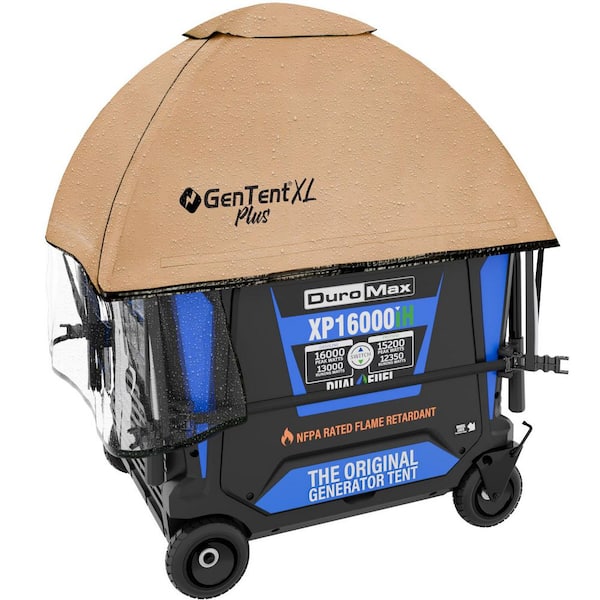 XL Inverter Kit Generator Tent Running Cover in Tan with Plus NFPA Rated Waterproof Vinyl