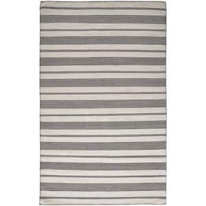 5 x 8 Black and White Striped Area Rug