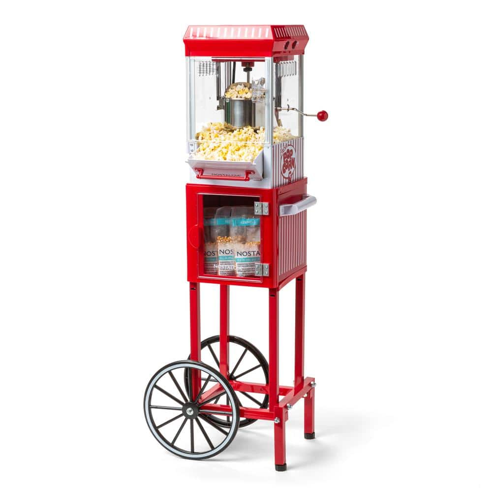 Nostalgia NRKPCRT25RR 47 in. Retro Red Popcorn Machine Cart 2.5 oz. Kettle  NRKPCRT25RR - The Home Depot